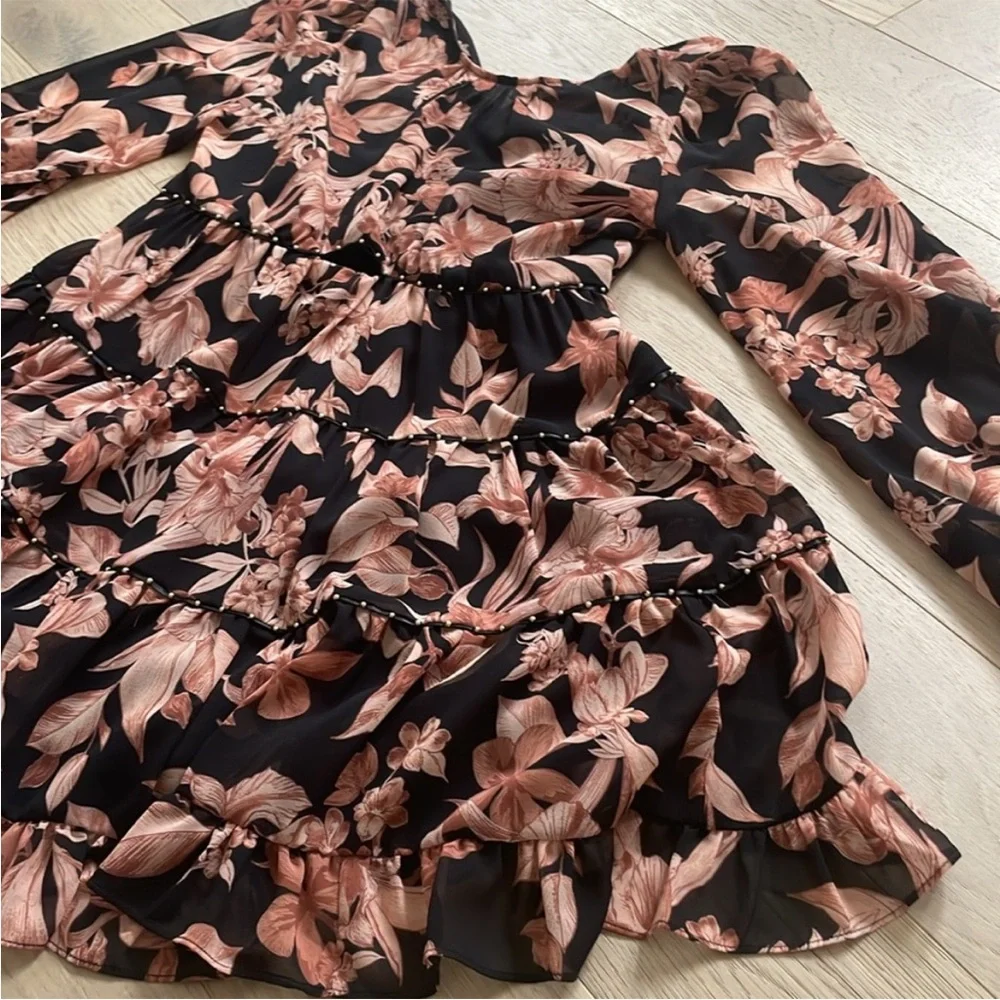 Ever New Lenora Black Mini Dress with Blush Floral Print - Picture 5 of 10